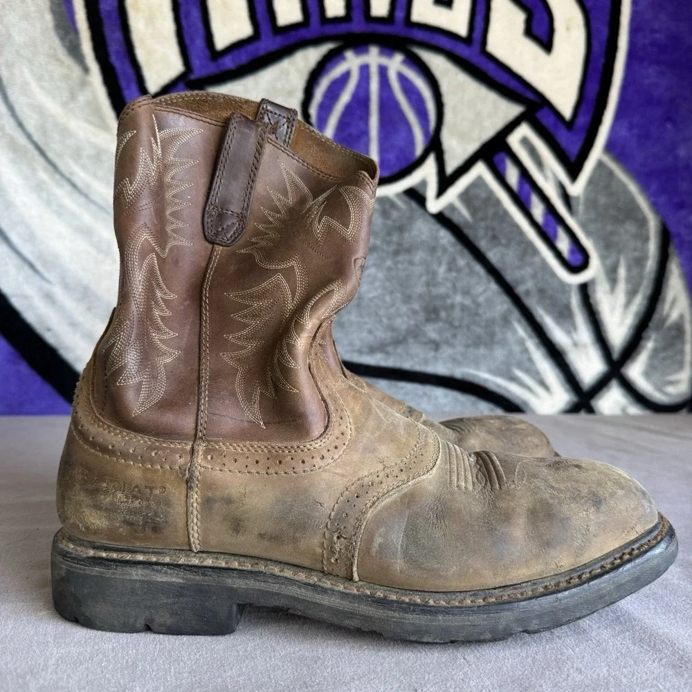 Size 11.5 - ARIAT SIERRA AGED BARK LEATHER STEEL TOE WESTERN WORK BOOTS 10010134